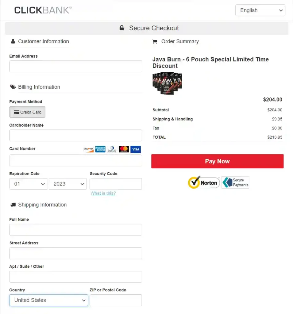 Once you have clicked the “Buy Now” button that is right below this text, you will be taken to the secure checkout page. Just enter your information, and you will then be given instant access to the entire Java Burn 